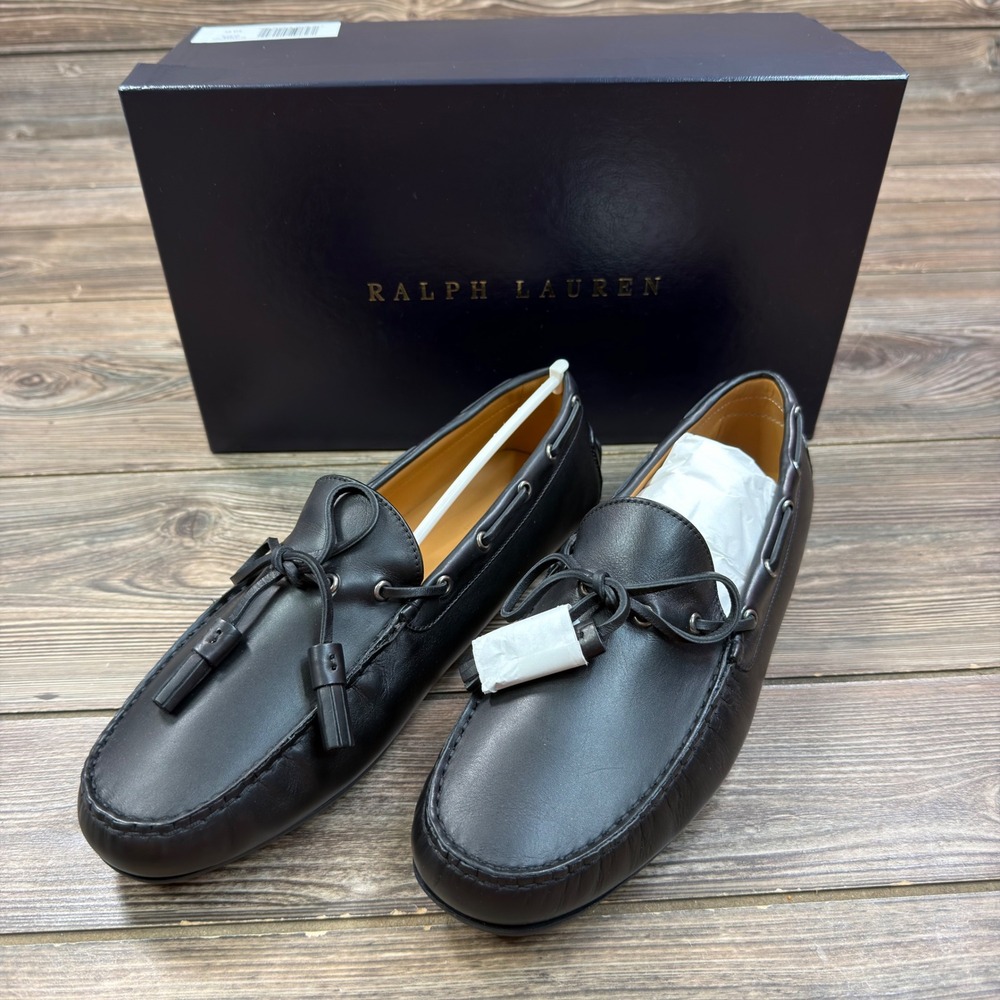 Ralph Lauren Purple Label Mens 10D Harold Tassel Loafers Black Leather Italy New